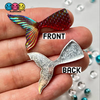 Mermaid Tail Red Iridescent Color Shift Flatback Charms Cabochons Fish Decoden 10 Pcs Charm