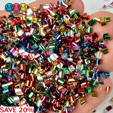 Metallic Rainbow 500G Bingsu Beads Slime Crunchy Iridescent Crafting Supplies Cut Plastic Straws