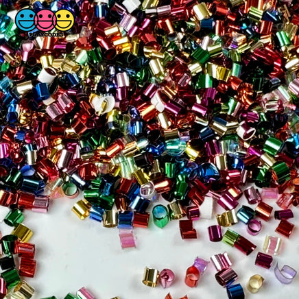 Metallic Rainbow 500G Bingsu Beads Slime Crunchy Iridescent Crafting Supplies Cut Plastic Straws