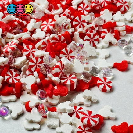 Micky Christmas Peppermint Sparkling Rhinestone 5Mm Fake Clay Sprinkles Decoden Fimo Jimmies