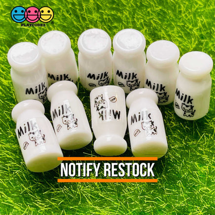 Milk Bottle Mini Kawaii Jug Cow Jar Charm Cabochons 10 Pcs
