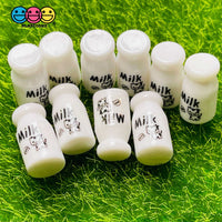 Milk Bottle Mini Kawaii Jug Cow Jar Charm Cabochons 10 Pcs
