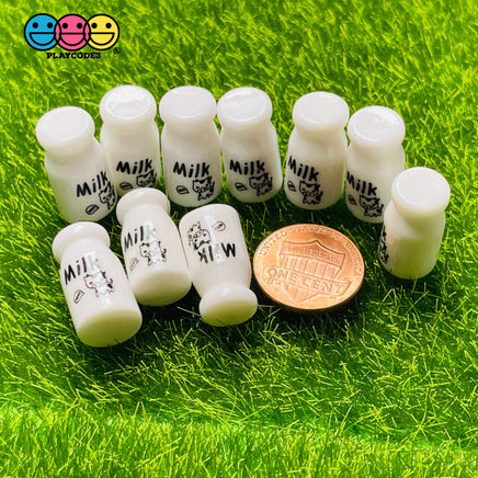 Milk Bottle Mini Kawaii Jug Cow Jar Charm Cabochons 10 Pcs