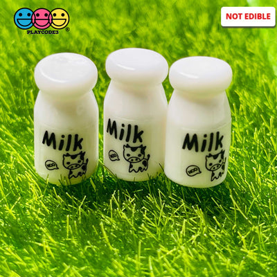 Milk Bottle Mini Kawaii Jug Cow Jar Charm Cabochons 10 Pcs