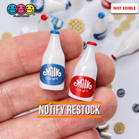 Milk Bottle Miniature Charm Resin Mini Blue Red Labels Cabochons 10 Pcs