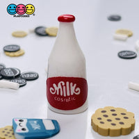 Milk Bottle Miniature Charm Resin Mini Blue Red Labels Cabochons 10 Pcs