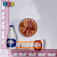 Milk Bottle Miniature Charm Resin Mini Blue Red Labels Cabochons 10 Pcs