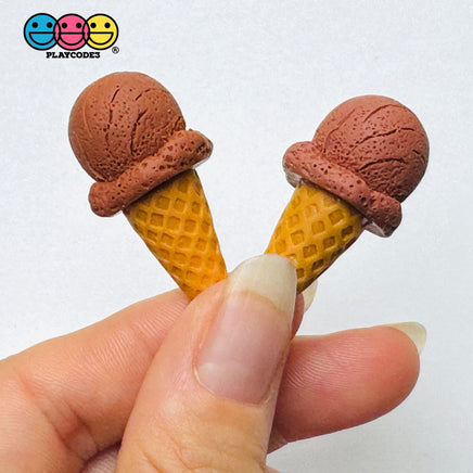 Mini 3D Chocolate Ice Cream Cone Cabochons Fake Food Decoden Charm 10 pcs Charm