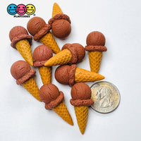 Mini 3D Chocolate Ice Cream Cone Cabochons Fake Food Decoden Charm 10 pcs Charm