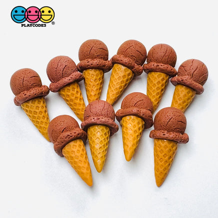 Mini 3D Chocolate Ice Cream Cone Cabochons Fake Food Decoden Charm 10 pcs Charm