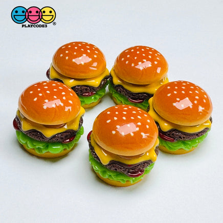 Mini Hamburger Cheeseburger Fake Food Charms Realistic Prop 5pcs - Fake Food