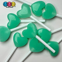 Mini Heart Lollipop Pink Purple Green Blue Peach Valentin’s Day Holiday Fake Candy Flatback