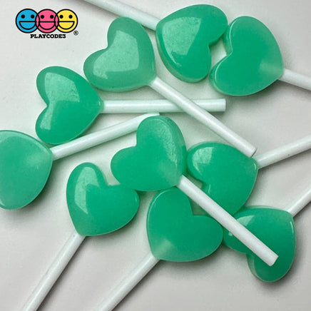 Mini Heart Lollipop Pink Purple Green Blue Peach Valentin’s Day Holiday Fake Candy Flatback