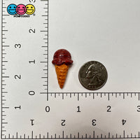 Fake Ice Cream Cone Chocolate And Strawberry Scoop Flatback Cabochons Decoden Charm 10 Pcs