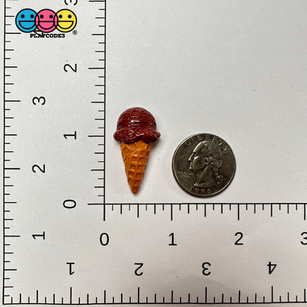 Fake Ice Cream Cone Chocolate And Strawberry Scoop Flatback Cabochons Decoden Charm 10 Pcs