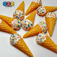 Mini Ice Cream Cone Fake Food Flatback Cabochons Decoden Charm 10 Pcs
