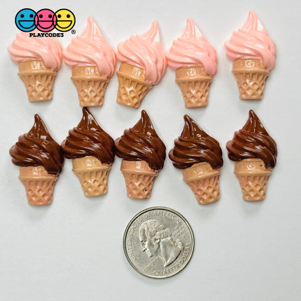 Mini Ice Cream Strawberry Chocolate Flatback Cabochons Decoden Charm 10 pcs PLAYCODE3 LLC mixes Charm