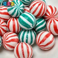 Mini Peppermint Balls Mint Fake Hard Candy Green Red Christmas Cabochons 24 Pcs Food