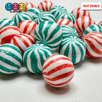 Mini Peppermint Balls Mint Fake Hard Candy Green Red Christmas Cabochons 24 Pcs Food