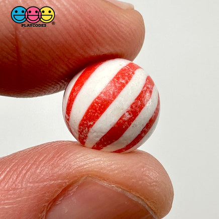 Mini Peppermint Balls Mint Fake Hard Candy Green Red Christmas Cabochons 24 Pcs Food