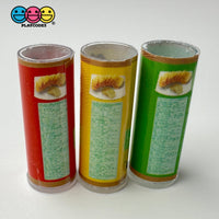 3Pcs Miniature 3D Fake Potato Chip Tube With 3 Tiny Chips - Light Weight Dollhouse Cabochons Decoden