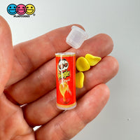 3Pcs Miniature 3D Fake Potato Chip Tube With 3 Tiny Chips - Light Weight Dollhouse Cabochons Decoden