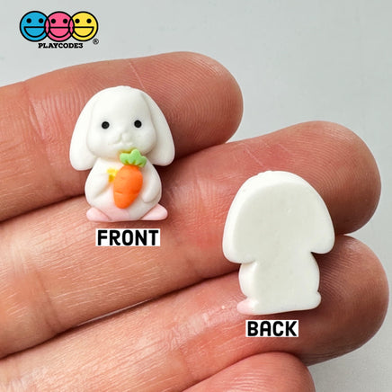 Mini Rabbit Holding Carrots Easter Kawaii Charm Flat Back Cabochons Decoden 10 Pcs Playcode3 Llc