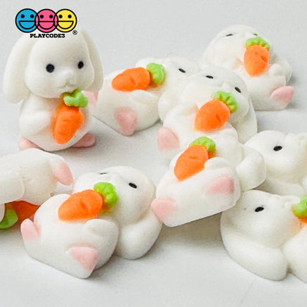 Mini Rabbit Holding Carrots Easter Kawaii Charm Flat Back Cabochons Decoden 10 Pcs Playcode3 Llc