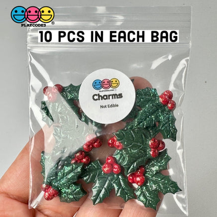 Mistletoe Christmas Flat Back Charms Glitter Cabochons 10 Pcs Playcode3 Llc Charm