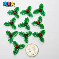 Mistletoe Flatback Charm Christmas Holy Leaves Resin Home Décor Accessories Cabochons 10pcs Charm