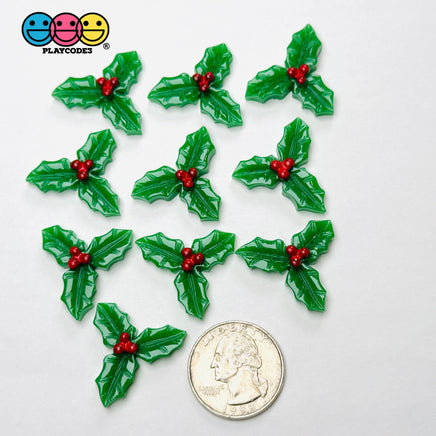 Mistletoe Flatback Charm Christmas Holy Leaves Resin Home Décor Accessories Cabochons 10pcs Charm