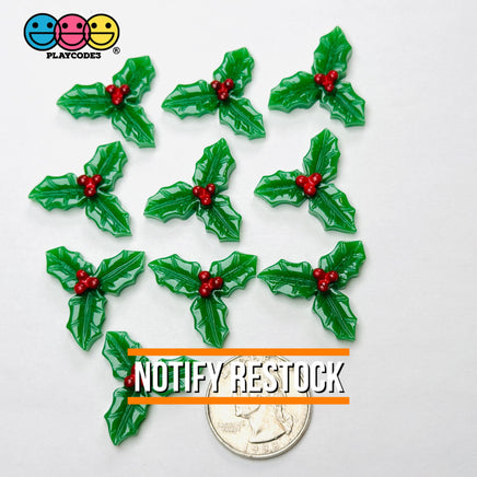 Mistletoe Flatback Charm Christmas Holy Leaves Resin Home Décor Accessories Cabochons 10pcs Charm