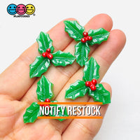 Mistletoe Flatback Charm Christmas Holy Leaves Resin Home Décor Accessories Cabochons 10pcs Charm