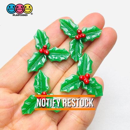 Mistletoe Flatback Charm Christmas Holy Leaves Resin Home Décor Accessories Cabochons 10pcs Charm