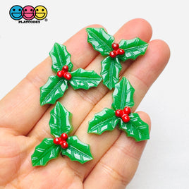 Mistletoe Flatback Charm Christmas Holy Leaves Resin Home Décor Accessories Cabochons 10pcs Charm