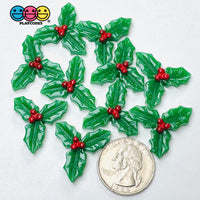 Mistletoe Flatback Charm Christmas Holy Leaves Resin Home Décor Accessories Cabochons 10pcs Charm