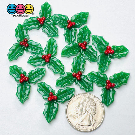 Mistletoe Flatback Charm Christmas Holy Leaves Resin Home Décor Accessories Cabochons 10pcs Charm