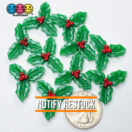 Mistletoe Flatback Charm Christmas Holy Leaves Resin Home Décor Accessories Cabochons 10pcs Charm