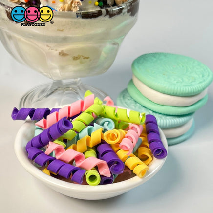Mixed Colors Curls Fake Candy Charm Cabochon Polymer Clay Bake Decoden 5 20 Pcs