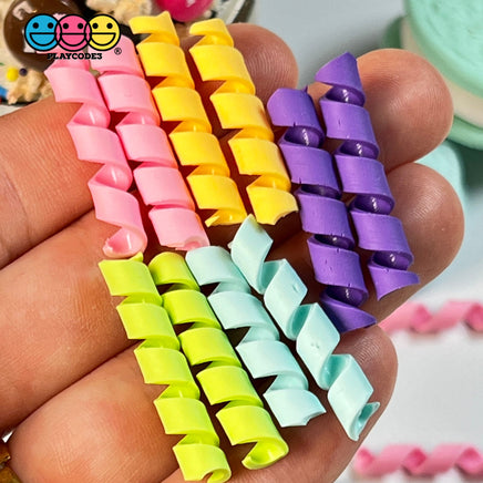 Mixed Colors Curls Fake Candy Charm Cabochon Polymer Clay Bake Decoden 5 20 Pcs