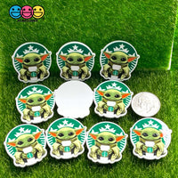 Baby Yoda Theme Planar Flatback Christmas Cabochon Planars 10Pcs Yoda Starbucks