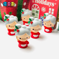 Santa Claus Wife Mrs 5Pcs 3D Cabochons Decoden Charm Figurine Miniature Playcode3 Llc