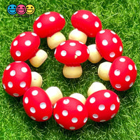 Mushroom Red White Spots Fly Mushrooms Charm Cabochons 10 Pcs