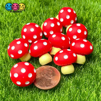 Mushroom Red White Spots Fly Mushrooms Charm Cabochons 10 Pcs