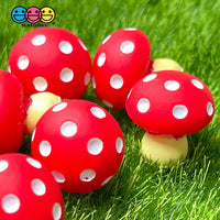 Mushroom Red White Spots Fly Mushrooms Charm Cabochons 10 Pcs