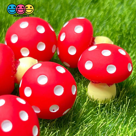 Mushroom Red White Spots Fly Mushrooms Charm Cabochons 10 Pcs