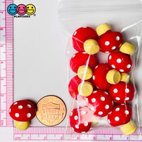 Mushroom Red White Spots Fly Mushrooms Charm Cabochons 10 Pcs