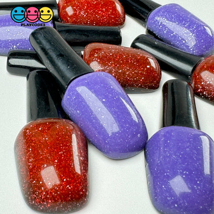 Nail Polish Makeup Charms - Red & Purple Cabochons For Decoden Crafts (10 Pcs) Charm