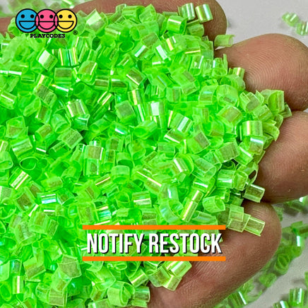 Neon Green 100G Bingsu Beads Slime Crunchy Iridescent Crafting Supplies Cut Plastic Straws Playcode3