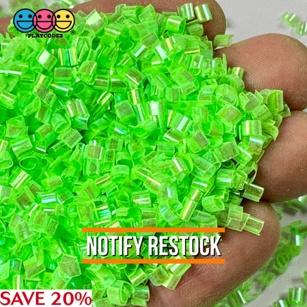 Neon Green 500G Bingsu Beads Slime Crunchy Iridescent Crafting Supplies Cut Plastic Straws Bulk Item